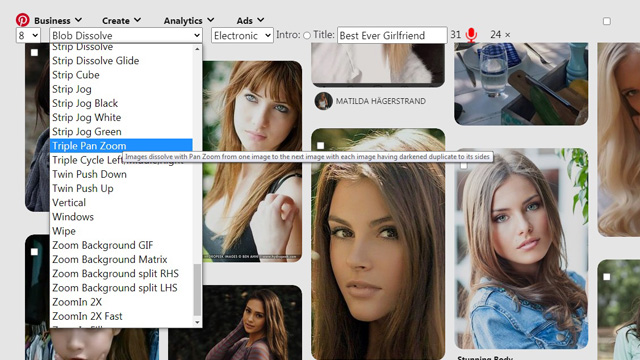 Click the Style dropdown for MP4, GIF or bulk image download